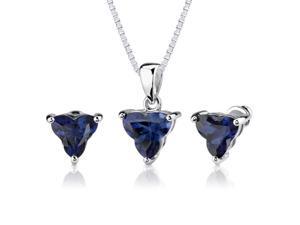 Ultimate Splendor: 10.75 carat Tri Flower Cut Blue Sapphire Pendant Earring Set in Sterling Silver Ultimate Splendor: 10.75 carat Tri Flower Cut Blue Sapphire Pendant Earring Set in Sterling Silver