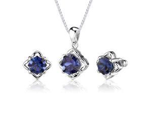Exclusive Sophistication: 10.25 carat Concave-Cut Snowflake Blue Sapphire Pendant Earring Set in Sterling Silver Exclusive Sophistication: 10.25 carat Concave-Cut Snowflake Blue Sapphire Pendant Earring Set in Sterling Silver