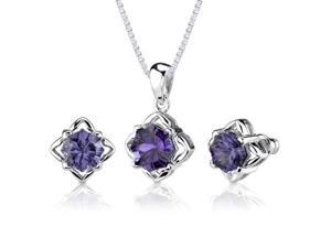 Exclusive Splendor: 10.00 carat Concave-Cut Snowflake Shape Alexandrite Pendant Earring Set in Sterling Silver Exclusive Splendor: 10.00 carat Concave-Cut Snowflake Shape Alexandrite Pendant Earring Set in Sterling Silver