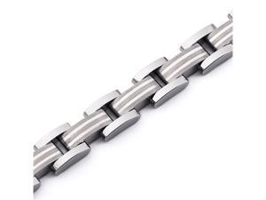 Art Deco Sterling Silver Inlay Titanium Mens Bracelet Art Deco Sterling Silver Inlay Titanium Mens Bracelet