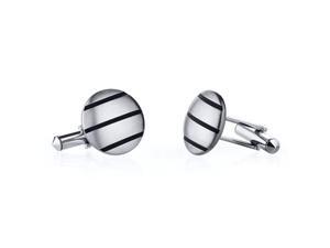 Triple Stripe Brushed Finish Titanium Cufflinks Triple Stripe Brushed Finish Titanium Cufflinks