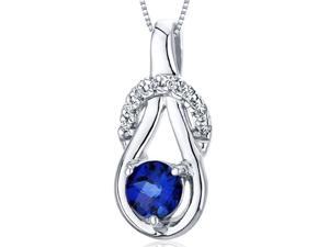 0.75 Ct. Round Created Blue Sapphire Pendant in Sterling Silver with 18" Necklace 0.75 Ct. Round Created Blue Sapphire Pendant in Sterling Silver with 18" Necklace