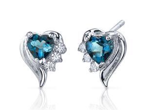 Cupids Grace SE7374 1.00 Carats London Blue Topaz Heart Shape Cubic Zirconia Earrings in Sterling Silver Cupids Grace SE7374 1.00 Carats London Blue Topaz Heart Shape Cubic Zirconia Earrings in Sterling Silver