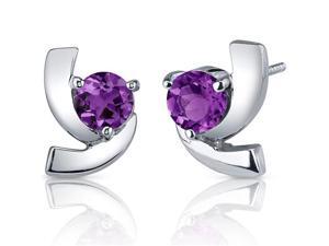Illuminating 1.50 Carats Amethyst Round Cut Earrings in Sterling Silver Illuminating 1.50 Carats Amethyst Round Cut Earrings in Sterling Silver
