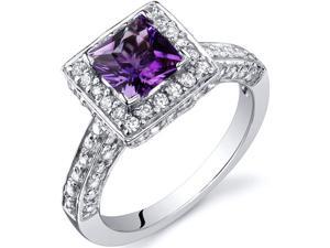 Princess Cut 0.75 Carats Amethyst Engagement Ring in Sterling Silver Size 8 Princess Cut 0.75 Carats Amethyst Engagement Ring in Sterling Silver Size 8
