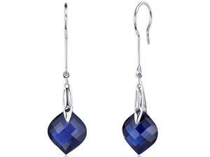 Onion Cut 18.00 Carats Blue Sapphire Dangle Earrings in Sterling Silver Rhodium Finish Onion Cut 18.00 Carats Blue Sapphire Dangle Earrings in Sterling Silver Rhodium Finish