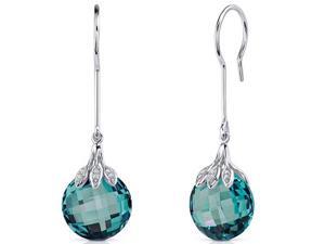 Double Sided Checkerboard Cut 18.00 Carats Alexandrite Dangle Earrings in Sterling Silver Rhodium Finish Double Sided Checkerboard Cut 18.00 Carats Alexandrite Dangle Earrings in Sterling Silver Rhodium Finish