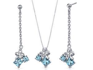Butterfly Design 3.00 carats Sterling Silver with Rhodium Finish Swiss Blue Topaz Pendant Earrings Set Butterfly Design 3.00 carats Sterling Silver with Rhodium Finish Swiss Blue Topaz Pendant Earrings Set