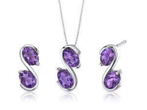Graceful Elegance 3.00 carats Oval Cut Sterling Silver with Rhodium Finish Amethyst Pendant Earrings Set Graceful Elegance 3.00 carats Oval Cut Sterling Silver with Rhodium Finish Amethyst Pendant Earrings Set