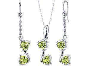 Cupid Duet 3.00 carats Heart Shape Sterling Silver with Rhodium Finish Peridot Pendant Earrings Set Cupid Duet 3.00 carats Heart Shape Sterling Silver with Rhodium Finish Peridot Pendant Earrings Set