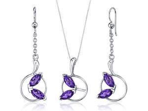Ornate Circle Design 1.50 carats Sterling Silver with Rhodium Finish Amethyst Pendant Earrings Set Ornate Circle Design 1.50 carats Sterling Silver with Rhodium Finish Amethyst Pendant Earrings Set