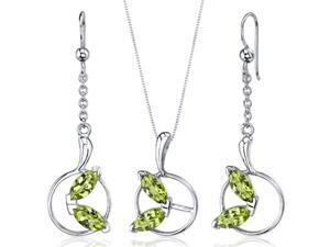 Ornate Circle Design 3.00 carats Sterling Silver with Rhodium Finish Peridot Pendant Earrings Set Ornate Circle Design 3.00 carats Sterling Silver with Rhodium Finish Peridot Pendant Earrings Set