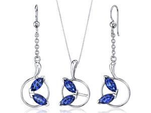 Ornate Circle Design 4.50 carats Sterling Silver with Rhodium Finish Sapphire Pendant Earrings Set Ornate Circle Design 4.50 carats Sterling Silver with Rhodium Finish Sapphire Pendant Earrings Set