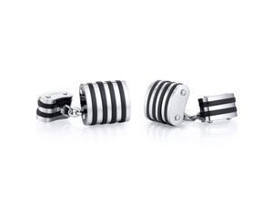 Unique Black Stripe Polished Titanium Chain Style Mens Cufflinks Unique Black Stripe Polished Titanium Chain Style Mens Cufflinks