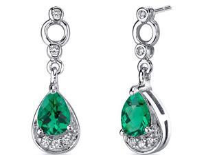 Oravo SE8222 Simply Classy 1.00 Carats Emerald Dangle Earrings in Sterling Silver Rhodium Finish Oravo SE8222 Simply Classy 1.00 Carats Emerald Dangle Earrings in Sterling Silver Rhodium Finish