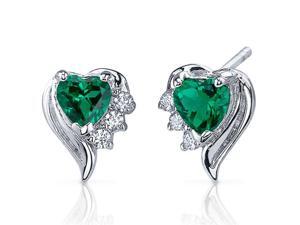 Cupids Grace 1.00 Carats Emerald Heart Shape Earrings in Sterling Silver Rhodium Finish Cupids Grace 1.00 Carats Emerald Heart Shape Earrings in Sterling Silver Rhodium Finish