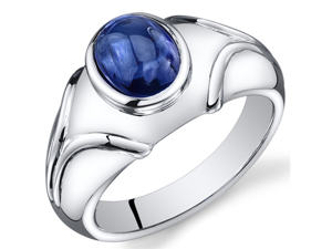 Mens 3.50 Carats Oval Cabochon Blue Sapphire Ring In Sterling Silver With Rhodium Finish Size 8, Available Sizes 8 To 13 Mens 3.50 Carats Oval Cabochon Blue Sapphire Ring In Sterling Silver With Rhodium Finish Size 8, Available Sizes 8 To 13