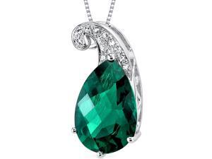 14k White Gold 2.58 carats created Emerald Diamond Pendant 14k White Gold 2.58 carats created Emerald Diamond Pendant