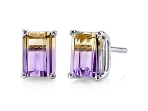 14 kt White Gold Emerald Cut 2.00 ct Ametrine Earrings 14 kt White Gold Emerald Cut 2.00 ct Ametrine Earrings