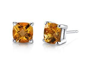 14 kt White Gold Cushion Cut 1.75 ct Citrine Earrings 14 kt White Gold Cushion Cut 1.75 ct Citrine Earrings