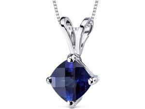 14 kt White Gold Cushion Cut 1.00 ct Blue Sapphire Pendant 14 kt White Gold Cushion Cut 1.00 ct Blue Sapphire Pendant