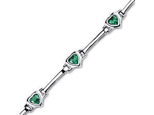 Heart Shape Emerald Bracelet in Sterling Silver Heart Shape Emerald Bracelet in Sterling Silver