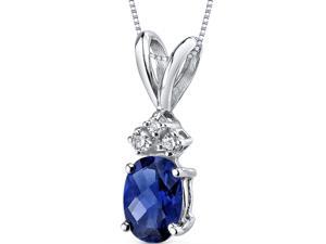 14 kt White Gold Oval Shape 1.00 ct Blue Sapphire Pendant 14 kt White Gold Oval Shape 1.00 ct Blue Sapphire Pendant