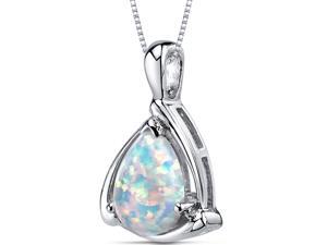 Opal Pendant Necklace Sterling Silver Pear Shape 1.50 Carats Opal Pendant Necklace Sterling Silver Pear Shape 1.50 Carats