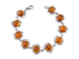 Oravo Baltic Amber Elliptical Bracelet Sterling Silver Cognac Color Round Shape Oravo Baltic Amber Elliptical Bracelet Sterling Silver Cognac Color Round Shape