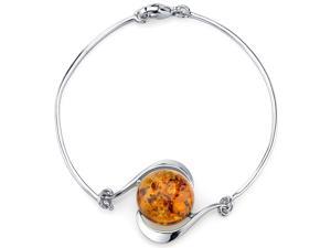 Oravo Baltic Amber Solitaire Bangle Bracelet Sterling Silver Cognac Color Oravo Baltic Amber Solitaire Bangle Bracelet Sterling Silver Cognac Color