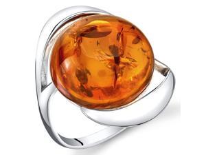 Baltic Amber Swirl Ring Sterling Silver Cognac Color Large Round Shape, Sizes 5 through 9 Baltic Amber Swirl Ring Sterling Silver Cognac Color Large Round Shape, Sizes 5 through 9
