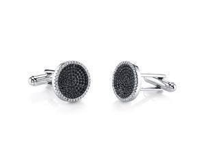 Sterling Silver Mens Black and White CZ Cocentric Cufflinks Sterling Silver Mens Black and White CZ Cocentric Cufflinks