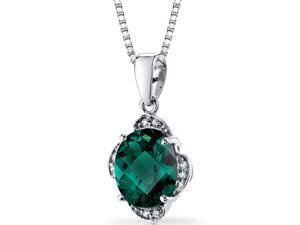 14K White Gold Created Emerald Diamond Pendant Checkerboard Cut 2.5 Carats Total 14K White Gold Created Emerald Diamond Pendant Checkerboard Cut 2.5 Carats Total