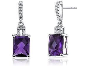 14K White Gold Amethyst Earrings Radiant Checkerboard Cut 4.00 Carats 14K White Gold Amethyst Earrings Radiant Checkerboard Cut 4.00 Carats