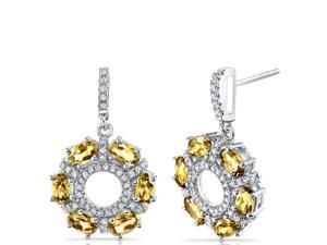 Citrine Dahlia Drop Earrings Sterling Silver 3 Carats Citrine Dahlia Drop Earrings Sterling Silver 3 Carats
