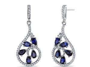 Created Blue Sapphire Dewdrop Earrings Sterling Silver 2.5 Carats Created Blue Sapphire Dewdrop Earrings Sterling Silver 2.5 Carats
