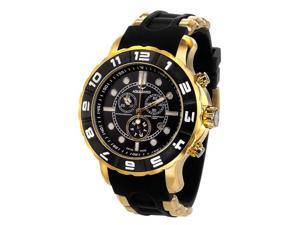 Aquaswiss 96XG025 Man's Chronograph Watch Swiss Rugged Collection Black and White Bezel Gold Tone Case Rubber Strap with Gold Inserts Aquaswiss 96XG025 Man's Chronograph Watch Swiss Rugged Collection Black and White Bezel Gold Tone Case Rubber Strap with Gold Inserts