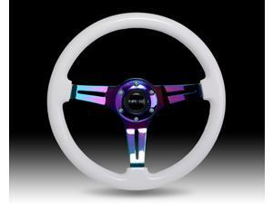 NEO CHROME STEERING Wheel, 350mm, WHITE wood, 3 spoke center in Neochrome, JDM, DRift, race NRG Innovations ST-015MC-WHITE NEO CHROME STEERING Wheel, 350mm, WHITE wood, 3 spoke center in Neochrome, JDM, DRift, race NRG Innovations ST-015MC-WHITE