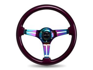 NEO CHROME STEERING Wheel, 350mm, PURPLE wood, 3 spoke center in Neochrome, JDM, DRift, race NRG Innovations ST-015MC-PP PURPLE NEO CHROME STEERING Wheel, 350mm, PURPLE wood, 3 spoke center in Neochrome, JDM, DRift, race NRG Innovations ST-015MC-PP PURPLE