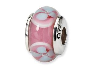 Sterling Silver SimStars Reflections Kids Pink Hand-blown GlaSterling Silver Bead Sterling Silver SimStars Reflections Kids Pink Hand-blown GlaSterling Silver Bead