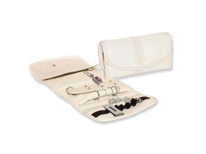 Ivory Snake Texture PU Ivory Trim Jewelry Roll Ivory Snake Texture PU Ivory Trim Jewelry Roll