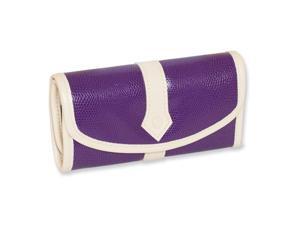 Purple Snake Texture PU Ivory Trim Jewelry Roll Purple Snake Texture PU Ivory Trim Jewelry Roll