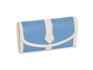 Blue Snake Texture PU Ivory Trim Jewelry Roll Blue Snake Texture PU Ivory Trim Jewelry Roll