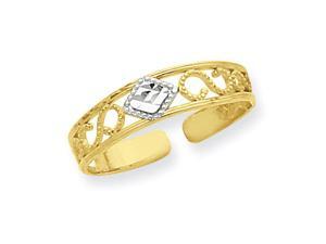 14K Yellow Gold and Rhodium Diamond-Cut Toe Ring 14K Yellow Gold and Rhodium Diamond-Cut Toe Ring