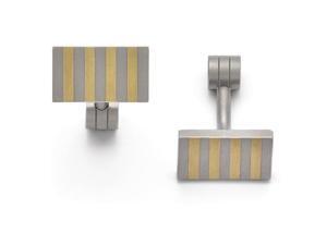 Titanium/14K Yellow Gold Matte Striped Cuff Links Titanium/14K Yellow Gold Matte Striped Cuff Links