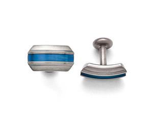 Titanium Grey Ti Brushed Blue Anodized Stripe Cuff Links Titanium Grey Ti Brushed Blue Anodized Stripe Cuff Links