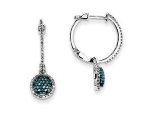 14k White Gold hite Gold White and Blue Diamond Hinged Hoop Earrings 14k White Gold hite Gold White and Blue Diamond Hinged Hoop Earrings