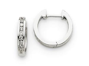 14k White Gold hite Gold Diamond Hinged Hoop Earrings 14k White Gold hite Gold Diamond Hinged Hoop Earrings
