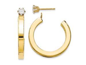 14K Yellow Gold Polished J Hoop with Cubic Zirconia Stud Earring Jackets 14K Yellow Gold Polished J Hoop with Cubic Zirconia Stud Earring Jackets
