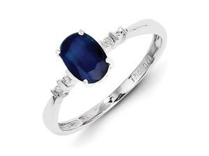Sterling Silver Rhodium Plated Diamond & Sapphire Oval Ring Sterling Silver Rhodium Plated Diamond & Sapphire Oval Ring